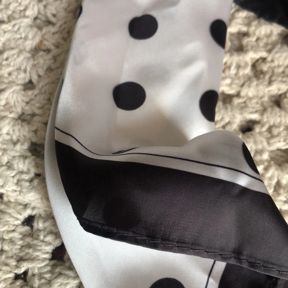 Sunday + State Polka Dot Silky Scarf - Black & White